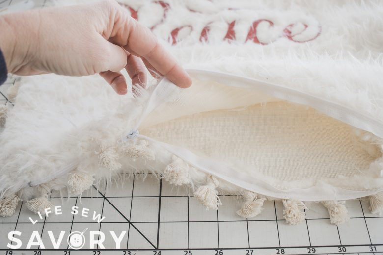 sew pillow right sides together