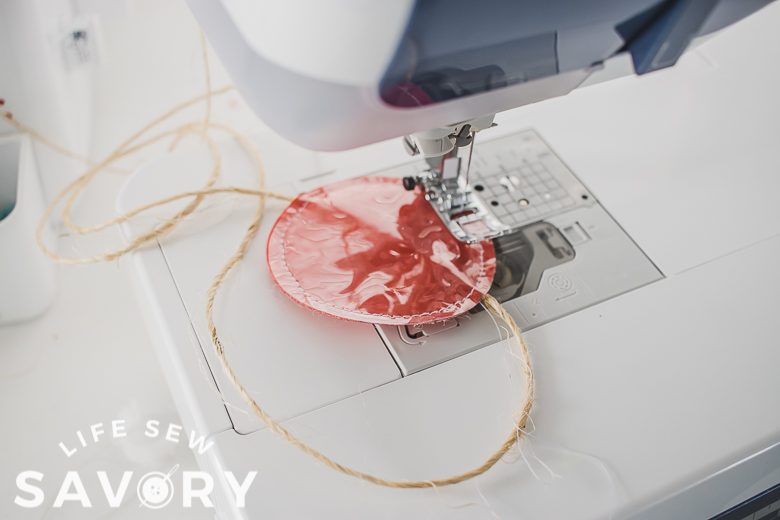 sew straight stitch around edge