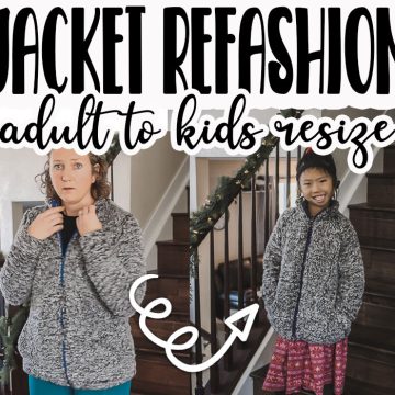 Refashion adult jacket for kids
