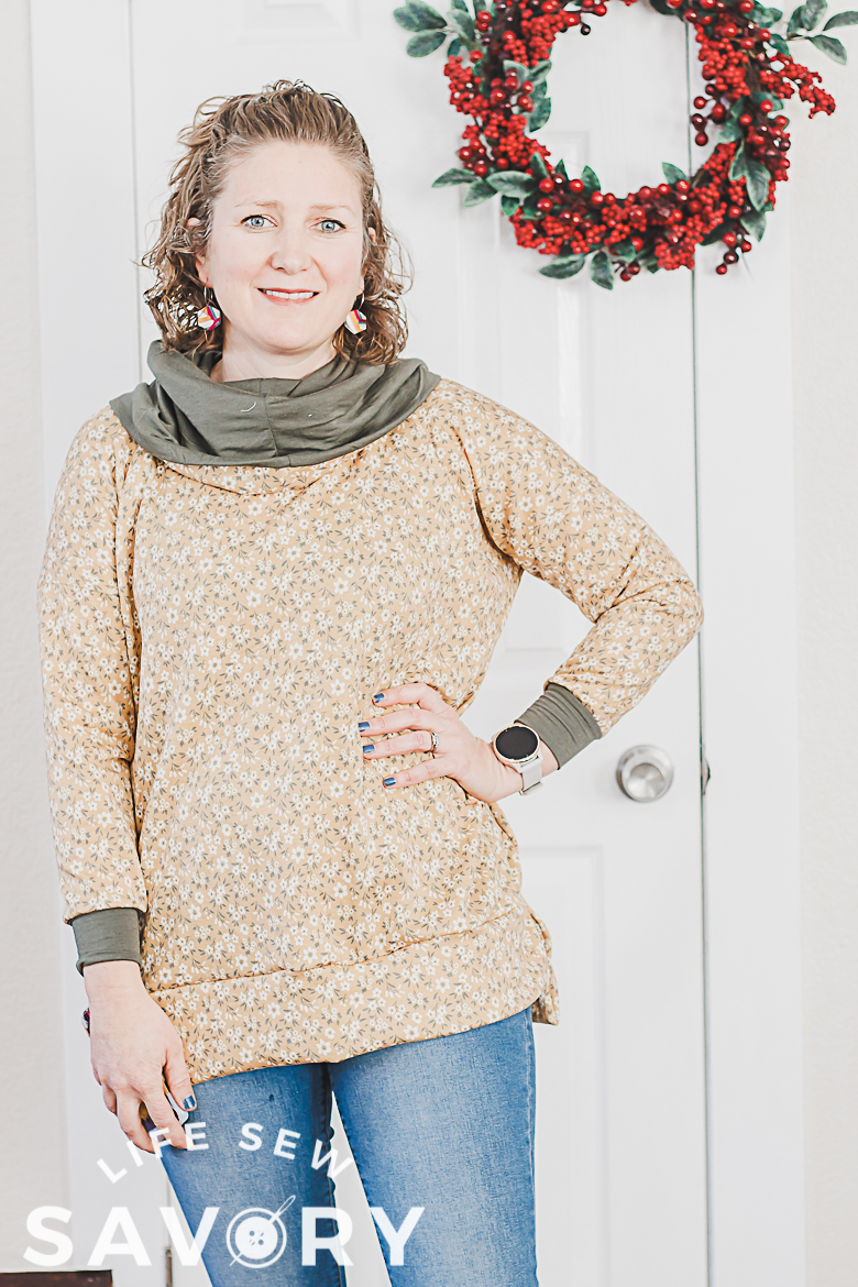 sew a sweatshirt with a cowl neck