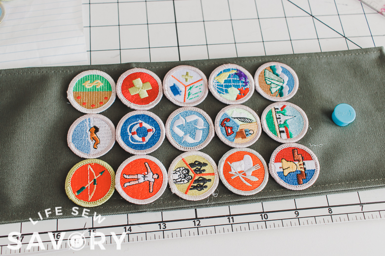 glue all the badges on sash