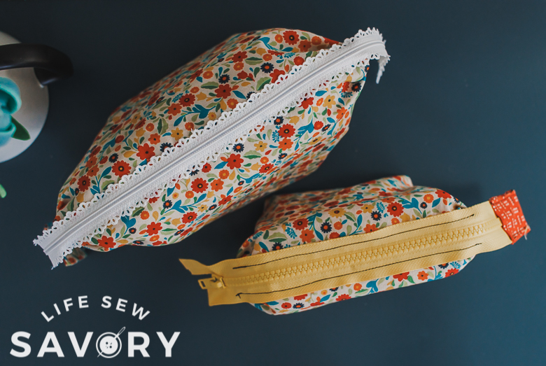 exposed zipper pouch tutorial