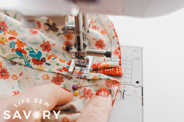 sew around top of bag