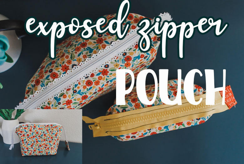 zipper pouch with exposed zipper