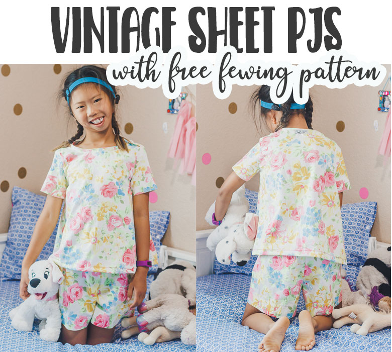 sewing pjs with vintage sheets