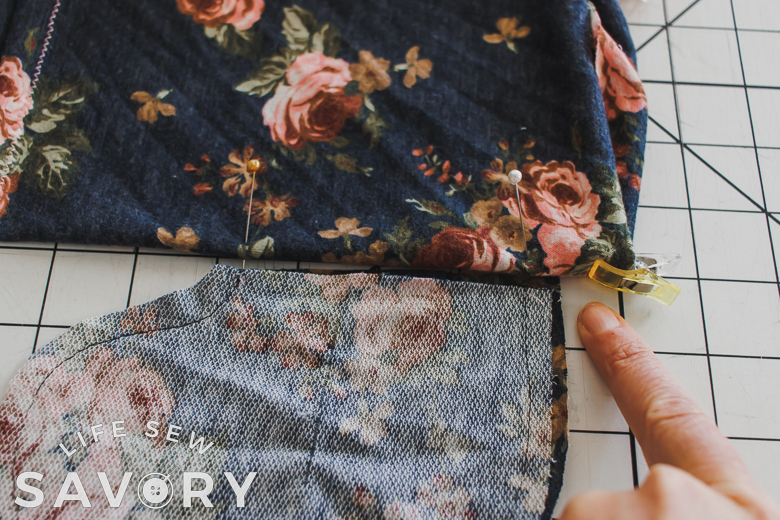 sew pocket pouch and mark sides