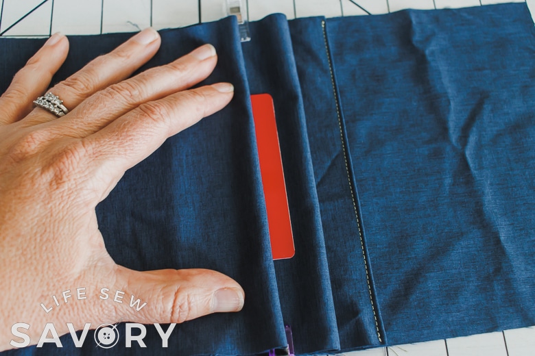create card pockets by folding fabric like an accordian