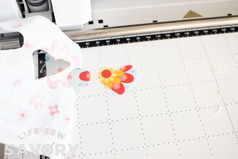 cut hearts of fabric