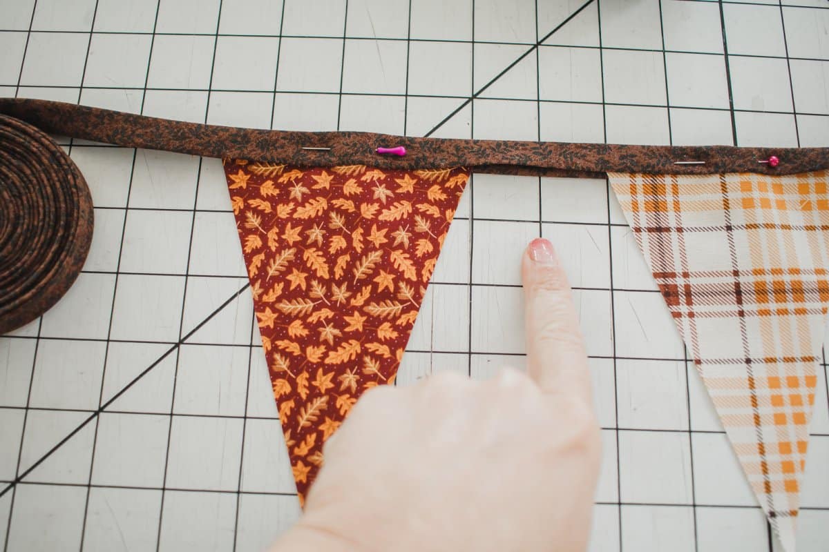 measure two inches between flags on bunting