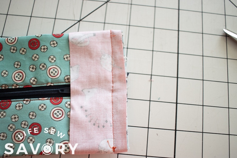 fabric sewn on end