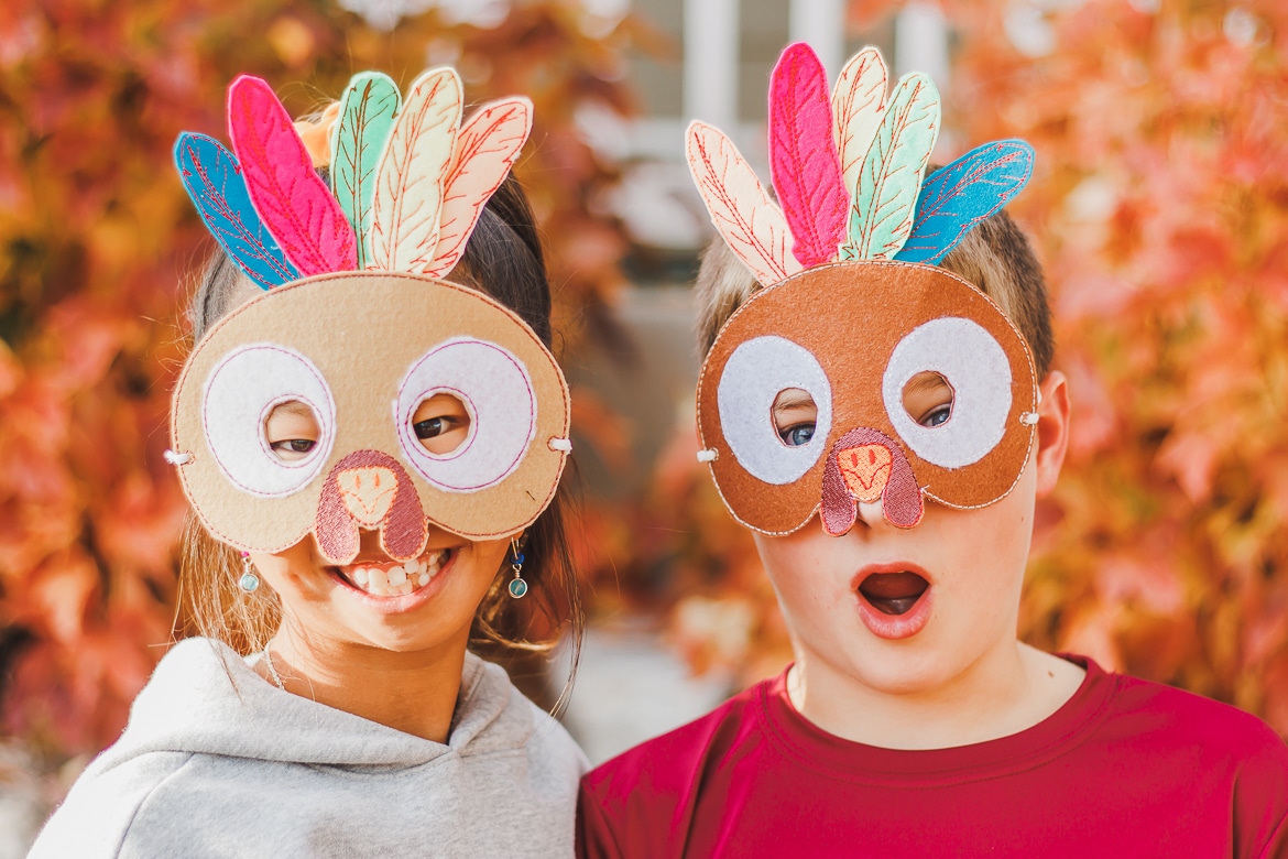 Embroidered Felt Kids turkey mask