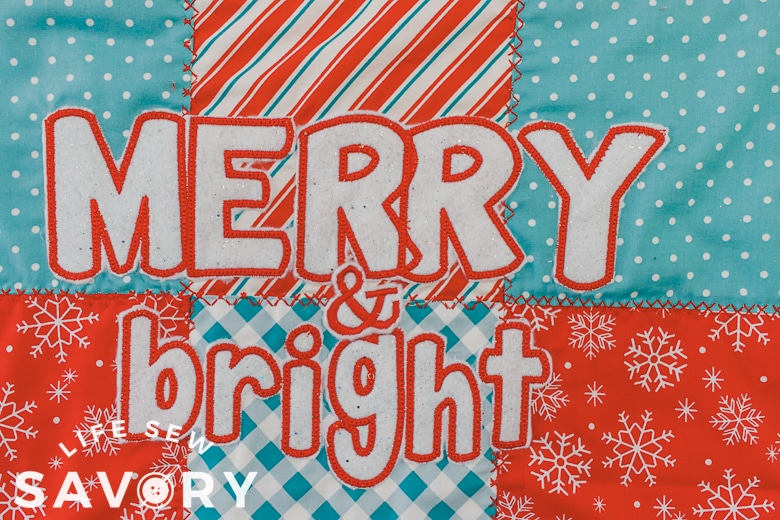 Merry and bright quilted sign