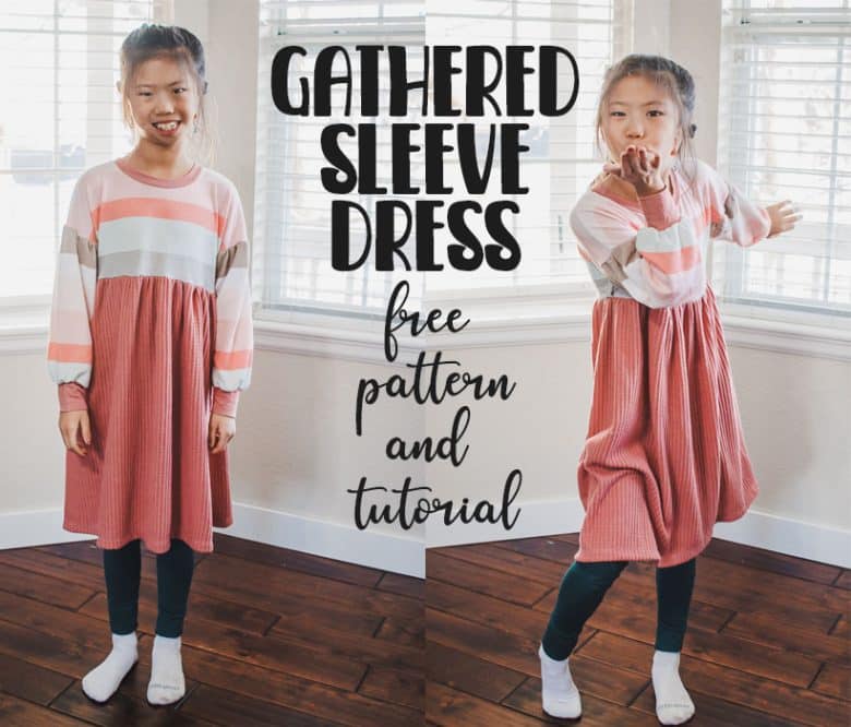 cozy sweatshirt dress with gathered sleeves