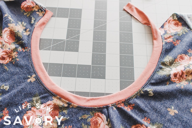 top-stitch neckband if desired