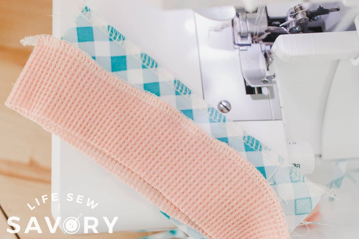 sewing knit and woven fabric on a serger
