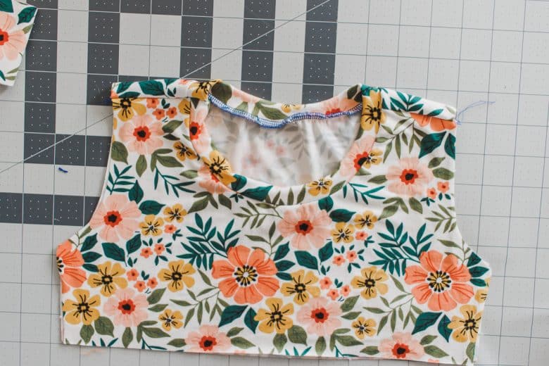 sew the shoulders and neck of the tee shirt