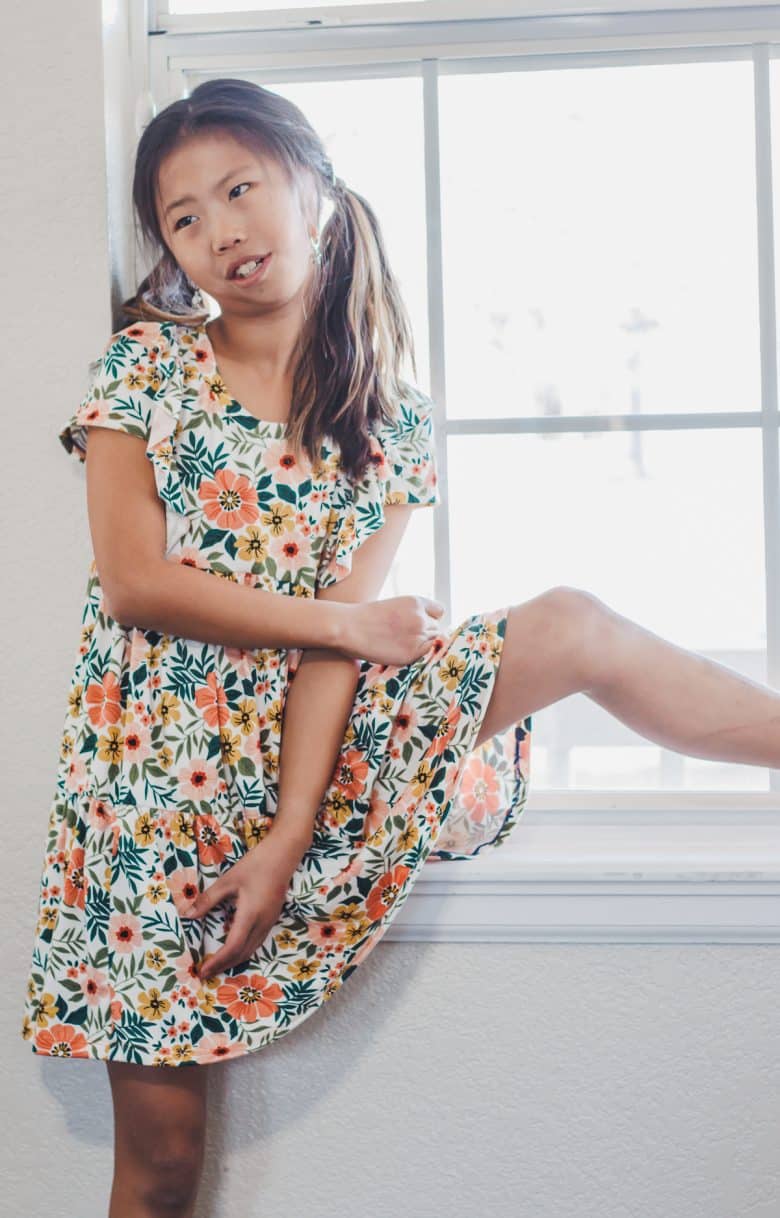 Sew a Tee Shirt Dress with Ruffles for Spring tutorial and free sewing pattern