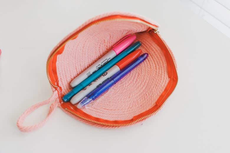 zipper pouch sewn from rope