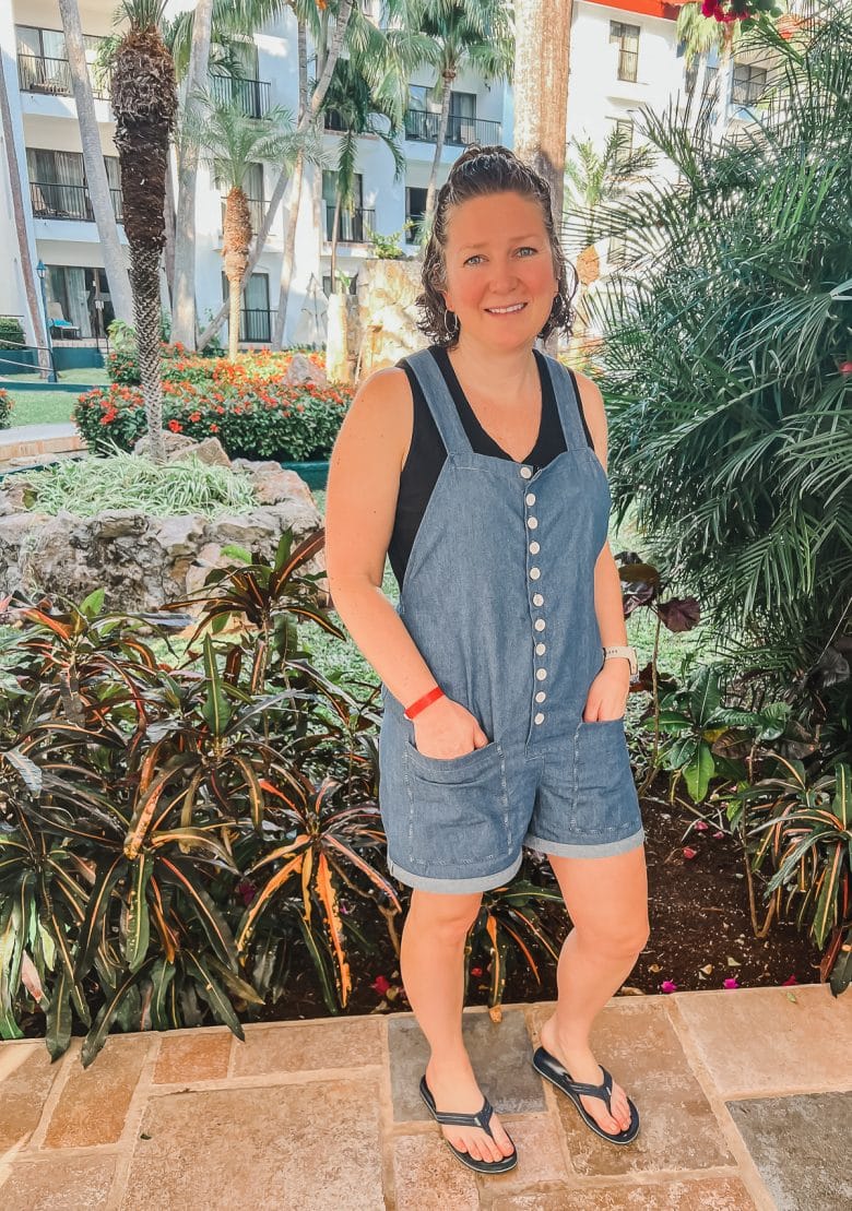 romper with shorts and button front