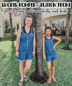Check out this free shorts romper pattern. It's for both kids and adults and has an adorable button front. Simple and comfy this romper is the perfect free sewing pattern to sew for summer.