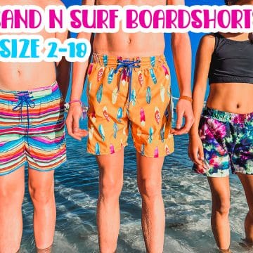 Get all the details for the brand new Sand N Surf Boardshorts. Sew up a few pairs of these shorts for the perfect water/athletic/play shorts for summer.