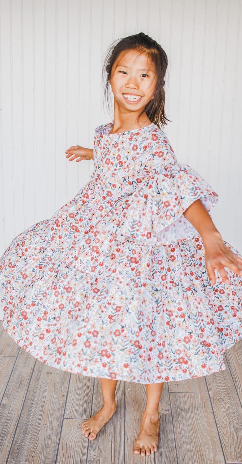 rose twirling in dress