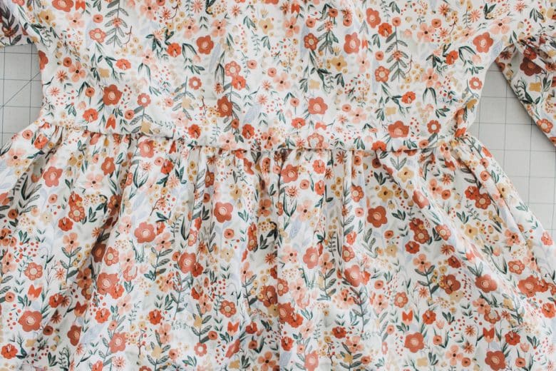 gathered skirt attached to dress top.