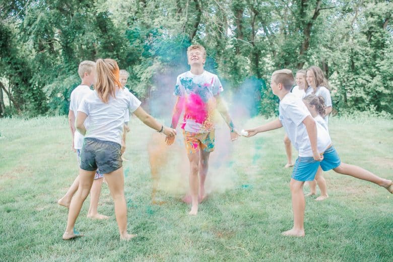 walk through color powder for fun photos