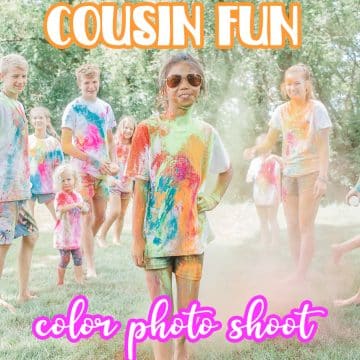 Check out this fun family photo idea, using color powder! Our cousin photo shoot this year was a blast {and a bit messy} See this fun shoot plus many others for fun family photo ideas.