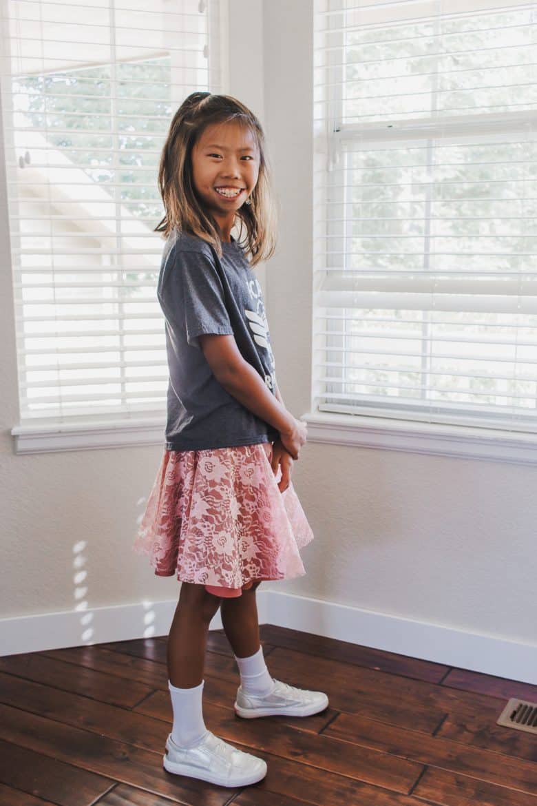 circle skirt with two layers of fabric