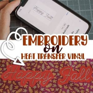 Embroidery on Heat Transfer Vinyl learn how to embroider on heat transfer vinyl. Fun embroidery designs from Artspira paired with heat transfer vinyl makes a cute layered and textured look for your next project.