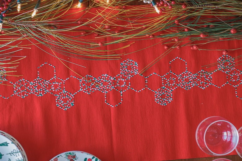 machine embroidered Christmas table runner tutorial from Life Sew Savory