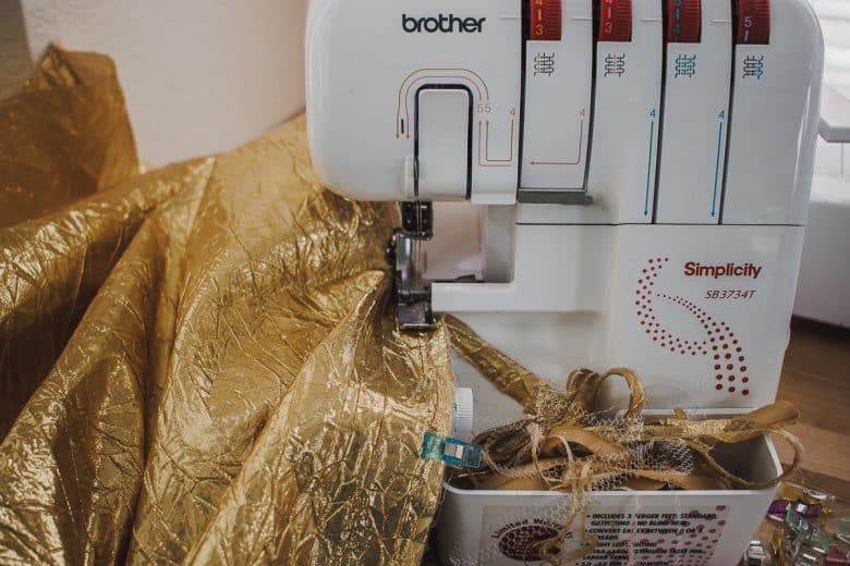 sew main fabric with serger