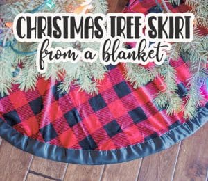 Christmas tree skirt from a blanket easy sewing tutorial