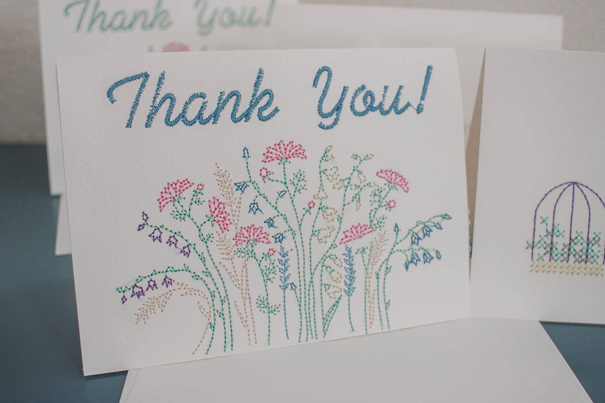 thank you card made on your embroidery machine