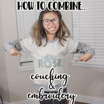 learn how to combine the techniques of yarn couching and embroidery. These two mediums together look so beautiful and are the perfect embellishment to your next clothing or accessory project. 