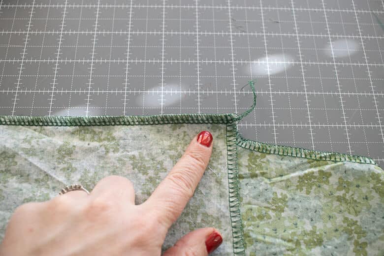 sew side and bottom seam on fabric bag