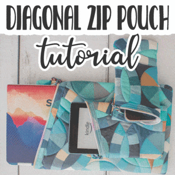 learn how fun it is to sew a diagonal zipper pouch with this sewing tutorial. Sewing a diagonal zipper pouch is easier than you think! Use this sewing tutorial to sew fun diagonal pouches in all sizes.