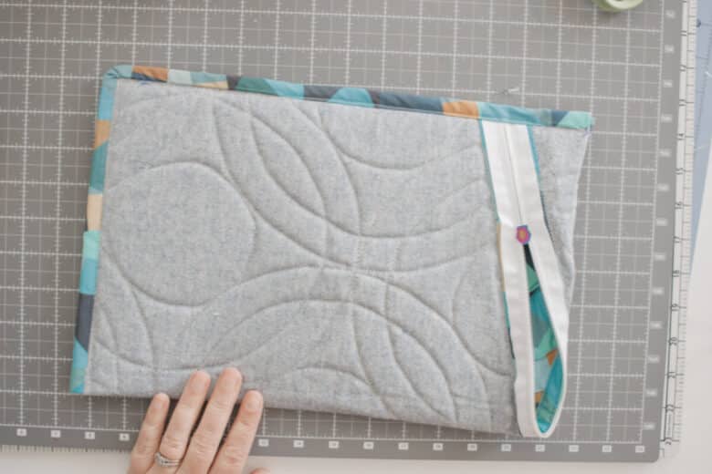 fold bias over to back side and sew