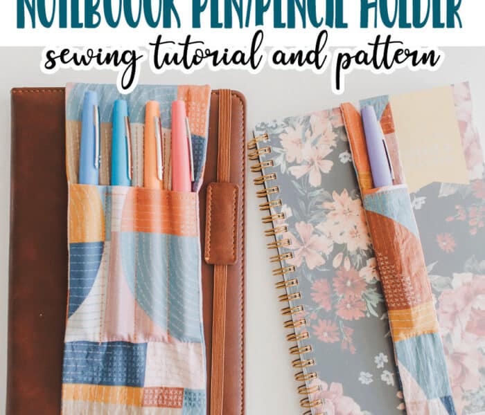 Use this free pdf pattern to sew a notebook pen holder. This notebook pen holder free pdf pattern is perfect for keeping your pens and pencils close by when you need them.