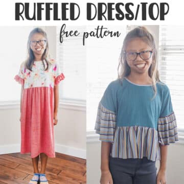 Sew up a cute ruffled sleeve top or dress with this free PDF pattern. Easy sewing pattern and tutorial to create a beautiful top or dress with ruffled sleeves. Use the provided free pdf pattern for this look.