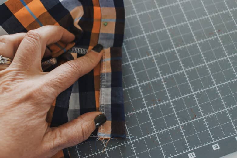 fold back on button side the same