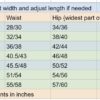 mens shorts size chart