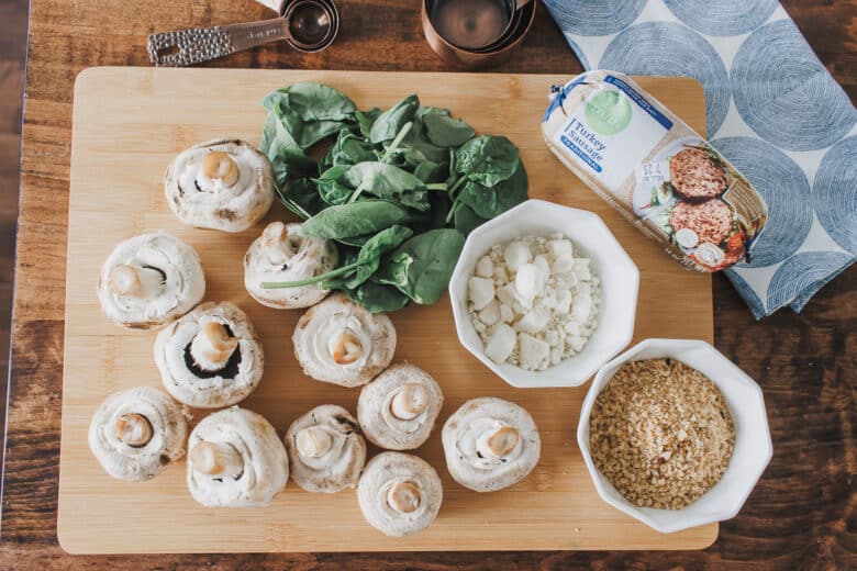 gather ingredients for stuffed mushrooms