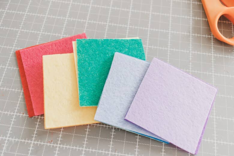 rainbow felt squares for rainbow letters