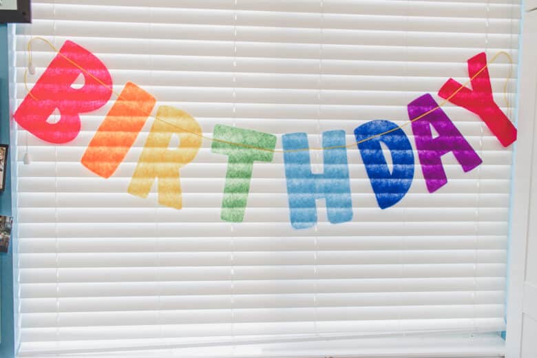 felt birthday garland with large letters
