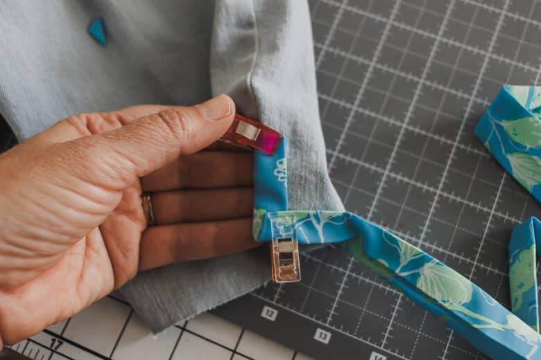 start at top of side slit, clip bias tape