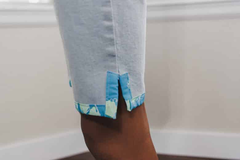 jean shorts finished with bias tape