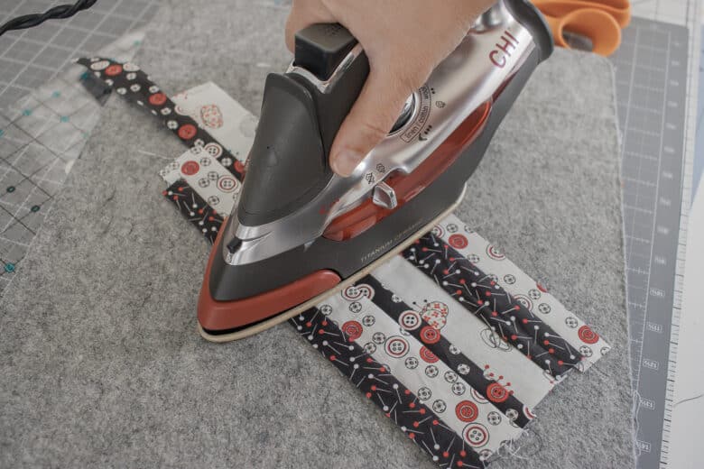 press strips of fabric