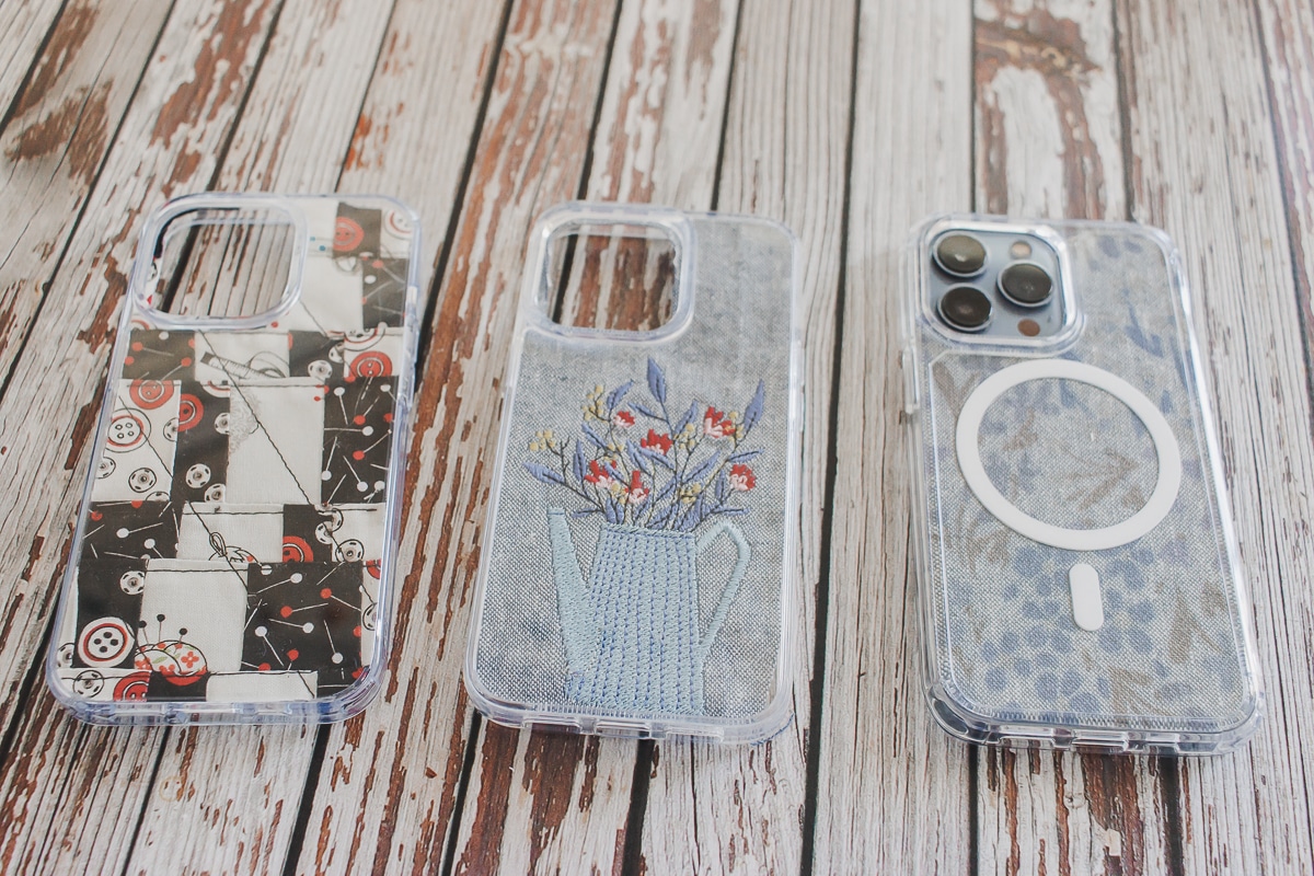 three new phone cases with fabric